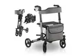 Juskys Rollator Vital, klappbar, mit Sitz, Einkaufstasche und Gehstockhalterung