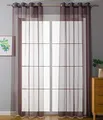 2er Set Ösenvorhänge Transparent »Uni« Gardine HxB 245x140 cm Braun Stores Vorhang Ösen Bleibandabschluß Wohnzimmer, 20332-cn2