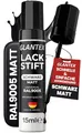 GLANTEX Lackstift Schwarz Matt [15ml] – Hochdeckender Autolack für Kratzer und Steinschläge, ideal für Auto und Felgen Reparaturset, auch für Felgenlack schwarz matt