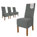 Scheffler Home Stuhlhussen Emma Grau 4er Set aus Jersey Baumwolle – Elastische Stuhlbezüge für Hochlehner und Polsterstühle, waschbar und formstabil, Oeko-TEX Zertifiziert