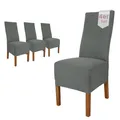 Scheffler Home Stuhlhussen Emma Grau 4er Set aus Jersey Baumwolle – Elastisch...