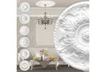 marbet design Wanddekoobjekt R-02 (Stuckrosette aus EPS Styropor, weiß, Zierelement, Stuck, Wandekoration Schlafzimmer Lampe Rosette rund)
