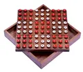 LOGOPLAY Spiel Sudoku mit rot/weißen Zahlensteckern, Gesellschaftsspiel, Sudoku mit Zahlensteckern - Spielfeld 18 x 18 cm - Steckspiel aus Holz