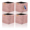 Lycce Kallax Boxen Cordstoff 4er Set | faltbare Aufbewahrungsboxen 33 x 33 x H31 cm mit abnehmbarem Cordbezug waschbar | Ordnungsboxen passend für Kallax Regal | powder rosa
