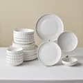 Karaca Stream Bone Pumpkin - Bone China Porzellan Geschirrset für 6 Personen Modern Teller Set 24-teilig mit Suppenteller, Dessertteller, Speiseteller und Pastateller, Tafelservice - Weiß