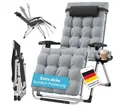 STEELSØN Gartenliege Lysira klappbarer Zero-Gravity-Stuhl, grau/silber, outdoor Liegestuhl, mit atmungsaktiven Polsterauflagen, Sonnenliege mit Getränkehalter