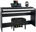 Steinmayer P-60 SM Stagepiano Home Set (88 Tasten und passendem Unterbau, Hammermechanik, Anschlagdynamik, 128-fach polyphon, 14 Sounds, inkl. Pianobank, Kopfhörer, Notenhalter, & Noten) schwarz