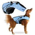 EzyDog Premium Schwimmweste Hund, DFD X2 Hundeschwimmweste, Schwimmwesten für Kleine, Mittelgroße und Große Hunde, Rettungsweste mit Griff - Blau- L- 76-85 cm