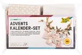 folia 64121 - Adventskalender Set, Basic mit Motivdruck, ca. 10 x 13 cm, 24 naturfarbene Stoffbeutel, aus Baumwolle und Polyester, inklusive Anhänger und Garn, Natur