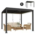 Outsunny Pergola 3x3 m Aluminium Terrassenüberdachung mit LED-Beleuchtung