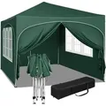WOLTU Pavillon, Faltpavillon 3x3 m, mit 4 Seitenwänden, Partyzelt wasserabweisend UV-Schutz 50+, höhenverstellbarer Gartenpavillon, mit Tragetasc... - Grün