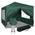 WOLTU Pavillon, Faltpavillon 3x3 m, mit 4 Seitenwänden, Partyzelt wasserabweisend UV-Schutz 50+, höhenverstellbarer Gartenpavillon, mit Tragetasche, für Outdoor Garten Camping Grün
