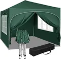 Woltu Faltpavillon, mit 4 Seitenteilen, 3x3 m, mit 4 Seitenwänden, höhenverstellbar