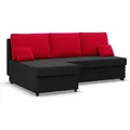 Ecksofa mit Schlaffunktion KEMI, Wohnzimmer Couch, Schlafcouch, Bonell, Schwarz/Rot - Schwarz/Rot