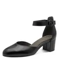 Tamaris Comfort Damen Pumps mit Riemen aus Leder Elegant, Schwarz (Black Nappa), 37 EU