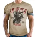 GASOLINE BANDIT® T-Shirt im Used Look für Motorradfahrer und Biker: Chopper Forever beige M