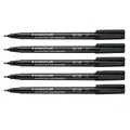 STAEDTLER Folienstift Lumocolor permanent, wisch- und wasserfest auf fast allen Flächen, Linienbreite F 0,6 mm, nachfüllbar, lange Lebensdauer, 5 schwarze Universalstifte, 318-9X