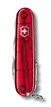 Victorinox Schweizer Taschenmesser Huntsman, Multitool, Swiss Army Knife mit 15 Funktionen, Klinge, Korkenzieher, Dosenöffner, Rot Transparent