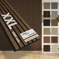HEXIM Akustikpaneele 2 Stück 280x30cm Holz Grande - XXL Wandpaneele Platten Lamellen Holzpaneele Echtholzfurnier 21mm Filz Schalldämmung MDF Braun (1,69m² Light Walnut)