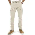 Indicode Cargohose Herren William Cargo Hose Herrenhose mit 7 Taschen, inkl. Gürtel beige 3XL