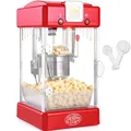 VEVOR Popcornmaschine - 300 W, 2,5 oz Kessel, 4 QT pro Ladung, Tisch-Popcornmaschine mit PP-Tür, inkl. 2 Schaufeln und Tablett, Kino-Stil, rot