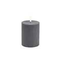 UYUNI Lighting LED Pillar Rustikale Kerze 7,8 x 10cm - Grau - Flammenlos