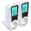 revolt 2er-Set digitale Energiekostenmesser mit XXL-Display, 2 Tarife