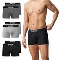 Snocks Boxershorts Herren aus Bio-Baumwolle (6er Pack) - Atmungsaktiv und Ideal für Sport und Alltag - Kein juckendes Etikett - Unterhosen Herren - Gr.L, Farbe Mix (Schwarz/Hell Grau/Grau)