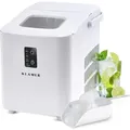 KLAMER Eiswürfelmaschine klein (2025), 8 Eiswürfel in 8 Minuten, 11 kg Eiswürfel pro Tag, 2 Eiswürfelgrößen, 1 L Wassertank, Geräuscharmer E... - Weiß