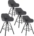 WOLTU Barhocker 4er Set, mit Lehne Fußstütze, drehbar, gepolstert, Samt Metall, Dunkelgrau