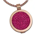Amello Coin Set Damen 30mm Zirkonia Kette Anhänger pink rose Edelstahl ESCS04P