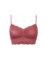 Snocks Spitzen BH - Damen Bustier Spitze, Ohne Bügel, Verstellbare Träger, Elastischer Bund - Angenehm Weiche Material, Sinnliches Design - Gr. XL - Farbe Mauve