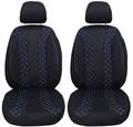 BREMER SITZBEZÜGE Autositzbezug für VW T5 Multivan Bj 2003-15 (N306), Set, 2-tlg., Schonbezüge Sitzbezüge Fahrer und Beifahrer, in Schwarz/Blaue Naht
