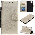 CoverKingz Handy Case kompatibel mit iPhone 11 [6,1 Zoll] - Handy Cover mit Kartenfach Phonecase - Smartphone Hülle klappbar Motiv Mandala Gold
