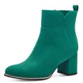 MARCO TOZZI Damen Stiefeletten mit Absatz Spitz mit Reißverschluss, Grün (Emerald Green), 39 EU