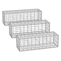 SONGMICS Gabionenkörbe, Drahtkorb mit 5 x 10 cm Maschenweite für Steine, verzinkt, Gartendekoration Distanzhalter, 100 x 30 x 30 cm, 3er Set, silber GGB333V1