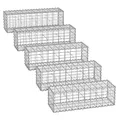 SONGMICS Gabionenkörbe, Drahtkörbe mit 5 x 10 cm Maschenweite für Steine, verzinkt, Gartendekoration Distanzhalter, 100 x 30 x 30 cm, 5er Set, silber GGB533V1
