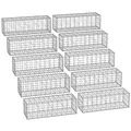 SONGMICS Gabionenkörbe, Drahtkorb mit 5 x 10 cm Maschenweite für Steine, verzinkt, Gartendekoration Distanzhalter, 100 x 30 x 30 cm, 10er Set, silber GGB033V1