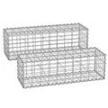 SONGMICS Gabionenkörbe, Drahtkorb mit 5 x 10 cm Maschenweite für Steine, verzinkt, Gartendekoration Distanzhalter, 100 x 30 x 30 cm, 2er Set, silber GGB233V1