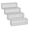 SONGMICS Gabionenkörbe, Drahtkorb mit 5 x 10 cm Maschenweite für Steine, verzinkt, Gartendekoration Distanzhalter, 100 x 30 x 30 cm, 4er Set, silber GGB433V1