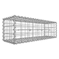 SONGMICS Gabionenkorb, Metall-Steinkorb mit 5 x 10 cm Maschenweite für Mauersteine, verzinkt, Steingabione Mauer, 100 x 30 x 30 cm, silber GGB133