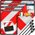 ATHELON® 3in1 Warntafel für Italien, Spanien & Portugal - Reflektierendes Warnschild inklusive 4X Spanngurte & Schutzhülle - Hochwertige Warntafel Italien für Fahrradträger & Wohnmobil