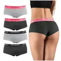 BRUBAKER Panty 4er Pack Damen Panties - Unterhosen Slips aus Baumwolle (Elastisch, weich und atmungsaktiv, 4-St) Hipster Unterwäsche Set mit Stretch Bund grau XL