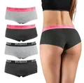 BRUBAKER 4er Pack Damen Panties - Unterhosen Slips aus Baumwolle - Hipster Unterwäsche mit Stretch Bund - Grau und Anthrazit - XL
