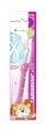 miradent Carebrush® Kids | Pink | Kinderzahnbürste | 2-6 Jahre | Schonende Reinigung der Milchzähne | Ergonomisch geformt | Rutschfester Griff mit Daumenstopp | Mit praktischer Hygiene-Schutzkappe