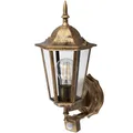Lumiled Außenwandleuchte mit Bewegungsmelder Vintage 230V Wandlampe Außenlampe Wandleuchte Aluminium Patina Glas IP44 Wasserdicht für E27 Leuchtmittel Outdoor Außen Garten Retro Gartenlampe