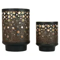 Elegante Kerzenhalter Sterne Metall Schwarz/Gold Tischdeko Weihnachten 2er-Set