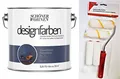 Schöner Wohnen designfarben feinmatte Wandfarbe für innen 2,5 Liter mit go/on Rollen-Set 5-tlg (Nr 21 Unendliches Tiefseeblau)