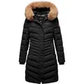 REPUBLIX Winterjacke LUCILLE Damen Gefütterte Dicke Glanz Winter Jacke Mantel Parka mit Kapuze schwarz L