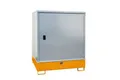 Gefahrstoffschrank BAUER GS-3, Stahlblech, unterfahrbar, für 4 x 200 l Fässer, B 1475 x T 1460 x H 1805 mm, orange 460820